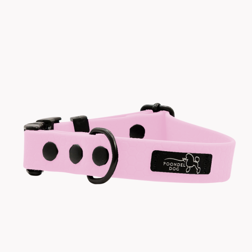 obroża wodoodporna hexa pastelowy róż poondel dog metalowa klamra.png