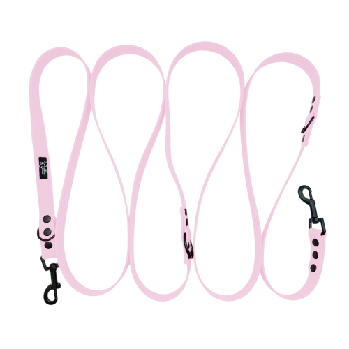 przepinana smycz hexa pastelowy różowy czarne