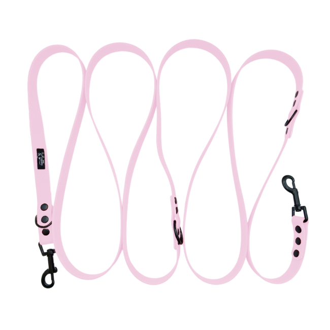 przepinana smycz hexa pastelowy różowy czarne