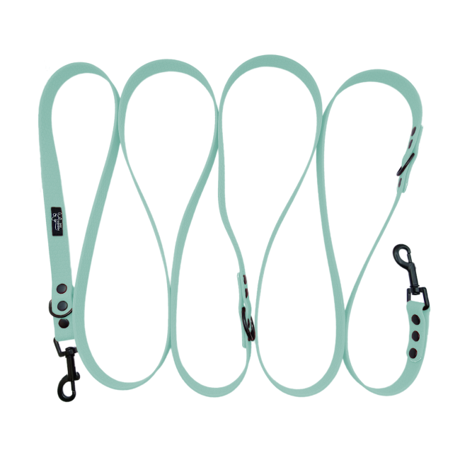 przepinana smycz hexa pastelowy niebieski czarne